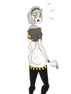 back big_butt coloured embarrassed_nude_female fanart female grey_hair humanisation jacket light_hair light_skin murder_drones nsfw nude_female spanking_ass stockings thin_figure v_(murder_drones) // 768x1024 // 148KB