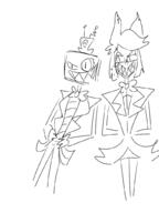 2025 alastor fanart hazbin_hotel male mm sfw sketch smiling vox // 768x1024 // 144KB